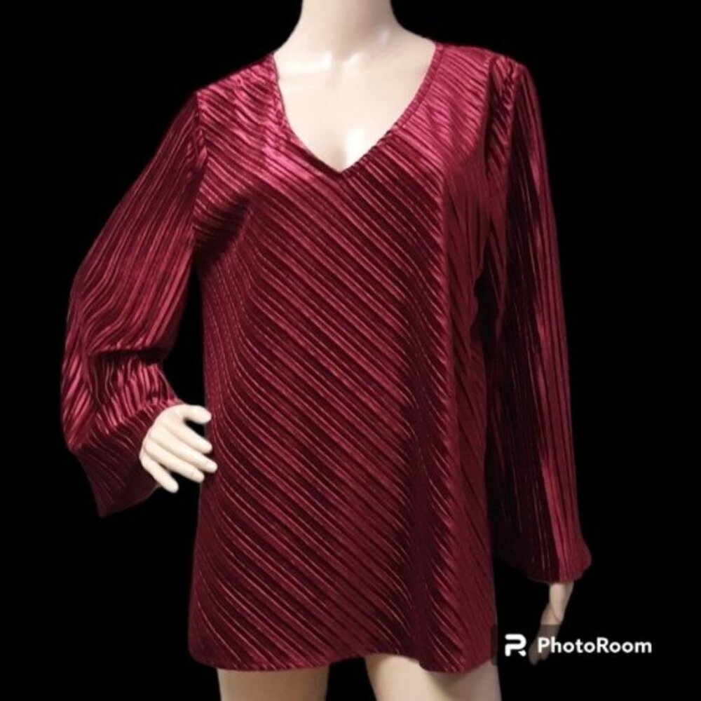 Alfani Long Sleeve Velvet Tunic Blouse Large